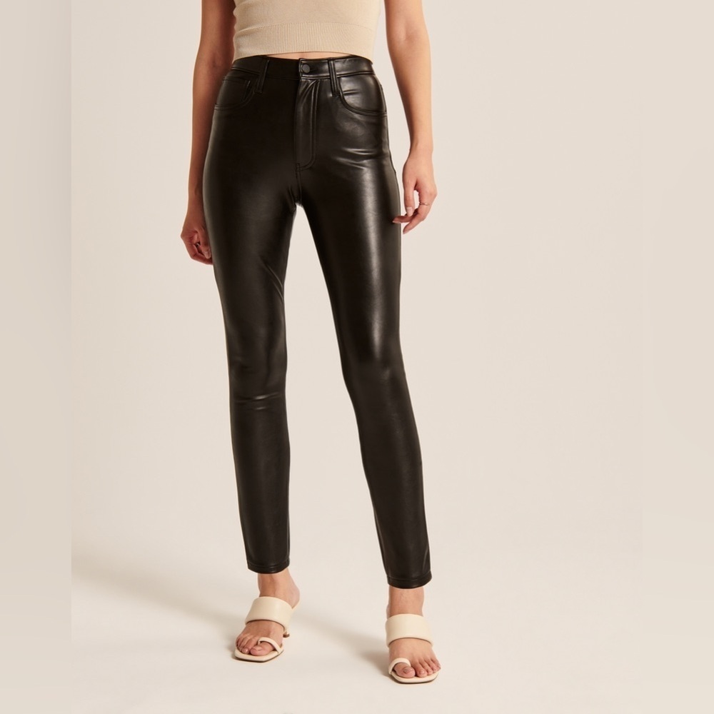Abercrombie & Fitch Vegan Leather The Skinny High Rise Curve Love Black Sz 29|8S